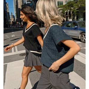 OAK + FORT varsity sweater vest (deep spruce)